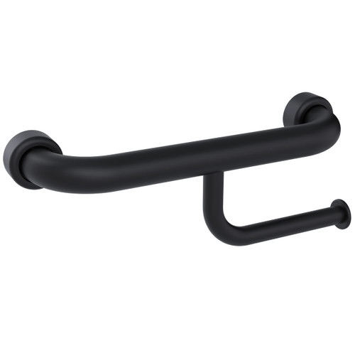 Grab Rail Hygenic Seal Straight 300mm with -Toilet Roll Holder Matte Black Left Hand [288309]