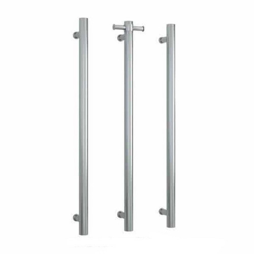 Thermorail Straight Round Vertical SingleBar Heated Towel Rail 30W 142mm x 900mm Brushed Stainless Steel [167876]