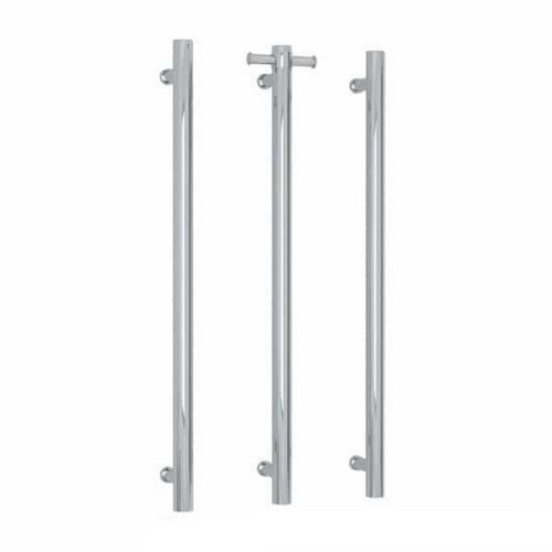 Thermorail Straight Round Vertical SingleBar Heated Towel Rail 30W 142mm x 900mm Polished Stainless Steel [167874]