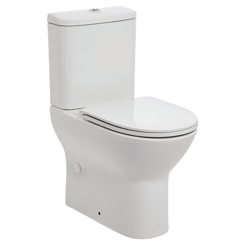 Emilia Xtra Compact Extra-Height Rimless Ambulant Flush to Wall Toilet Suite w/Soft Close Seat & Extended Connector 4Star [198866]